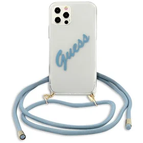 Guess GUHCP12LCRTVSBL iPhone 12 Pro Max 6.7" zils/zils cietais apvalks Script Vintage