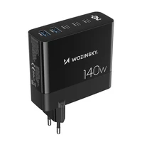 GaN Wozinsky CGWCB 140W sienas lādētājs 3 x USB-C / 2 x USB-A - melns
