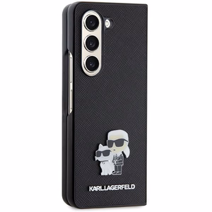 Karl Lagerfeld Saffiano Karl&Choupette Pin viedtālruņa apvalks Samsung Galaxy Z Fold 5 - melns