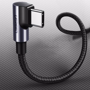 Ugreen US255 50125 USB-C (taisns) / USB-C (leņķa) PD QC kabelis 60W 3A 2m - pelēks