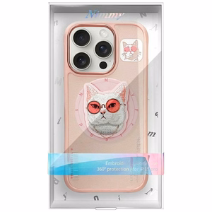 AmazingThing Nimmy Glasses Cool Cat MagSafe apvalks viedtālrunim iPhone 16 Pro – rozā