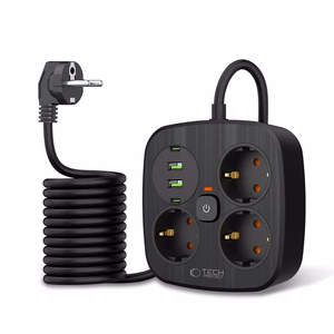 Tech-Protect PCS3X4 pagarinātājs, 3 ligzdas, 2xUSB-A, 2xUSB-C 200 cm - melns