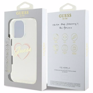 Guess IML Heart viedtālruņa apvalks iPhone 16 Pro - caurspīdīgs