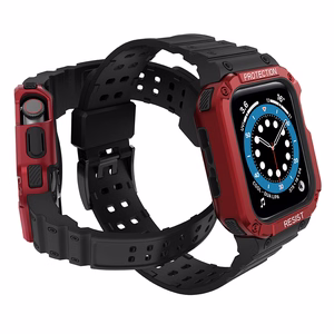 Protect siksniņa Apple Watch 38/40/41mm bruņots apvalks siksniņa - melns, sarkans