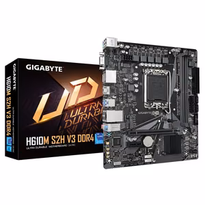 Gigabyte H610M S2H V3 DDR4 motherboard Intel Core 14th, 4+1+1 hybrid digital VRM, up to 3200MHz DDR4, 1xPCIe 3.0 M.2, GbE LAN, USB 3.2 Gen 1