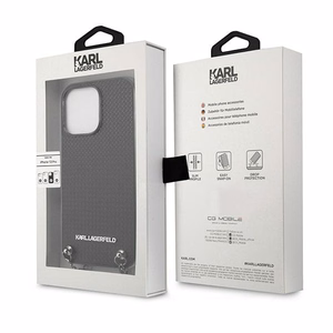 Karl Lagerfeld monogrammas plāksne apvalks iPhone 13 Pro / 13 6.1" - melna
