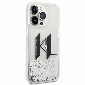 Karl Lagerfeld Liquid Glitter Big KL viedtālruņa apvalks iPhone 14 Pro - sudraba