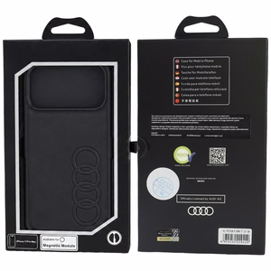 Audi TT sintētiskās ādas vāciņš modelim iPhone 18 Pro Max / 17 Pro Max, saderīgs ar MagSafe – melns