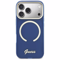 Guess IML Script Metal MagSafe Maciņš for iPhone 17 Pro Max - zils