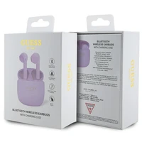 Guess GUTWST26PSU TWS Bluetooth austiņas + dokstacija - violetas Classic EST logotips