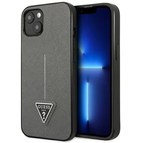 Guess SaffianoTriangle Logotips viedtālruņa apvalks iPhone 13 / 14 / 15 6.1" - sudraba