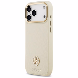 Guess Grained Strass Logo MagSafe чехол iPhone 17 Pro Max бежевый