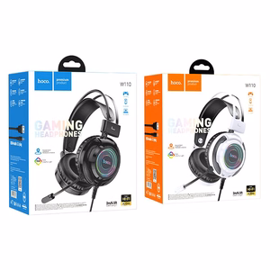 HOCO vadu austiņas USB A + Jack 3,5 mm ar mikrofonu spēlēm W110 2 m melnas