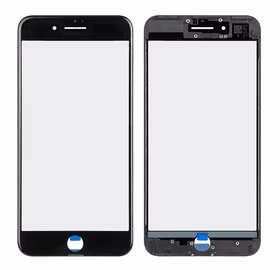 LCD ekrāna stikls Apple iPhone 7 Plus ar rāmi un OCA melns V2 ORG