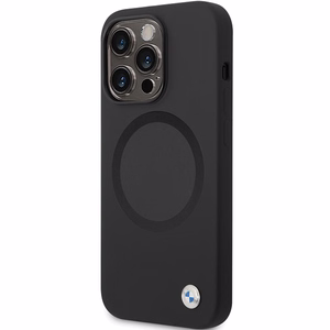 BMW BMHMP14LSILBK2 viedtālruņa apvalks iPhone 14 Pro - melns Signature Liquid Silicone MagSafe