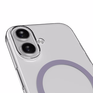 Чехол Puro Lite Mag TPU+PC совместимый с MagSafe для iPhone 17 - прозрачный с розовым кольцом