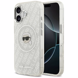 Karl Lagerfeld IML Karl Head Logotips Magnētiskais viedtālruņa apvalks iPhone 17 - pelēks