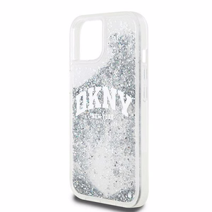 DKNY šķidrā spīduma lielā logotipa viedtālruņa apvalks iPhone 15 / 14 / 13 - balts