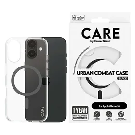 CARE by PanzerGlass Flagmanis viedtālruņa apvalks iPhone 16 6.1" melns/melns Magnētiskais 1345