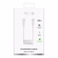 Puro 25W USB-C spirālveida kabelis - USB-C 1m - balts