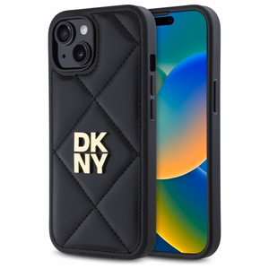 DKNY Quilted Stack Logo viedtālruņa apvalks iPhone 15 - melns