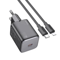 Lādētājs Hoco USB-C QC PD 20W + kabelis USB-C uz Lightning N40 melns