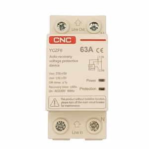 Self-Recovery Overvoltage un Undervoltage Protector, 1P+N, 63A, 230V