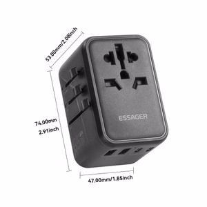 Lādētājs Essager Travel Global 2 Melns 65W (3xPD / 2xQC3.0) (EU / US / UK)
