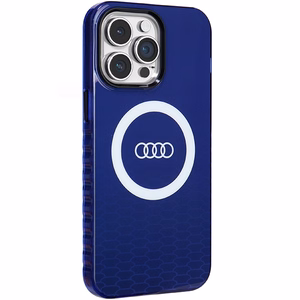 Audi IML Magnētiskais apvalks viedtālrunim iPhone 14 Pro Max ar lielu logotipu - zils