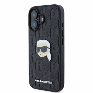 Karl Lagerfeld Monogramma Karl Galvas Piespraude iPhone 16 Viedtālruņa Apvalks - Melns