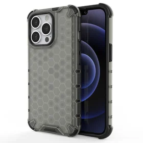 Honeycomb Case bruņu vāks ar TPU buferi iPhone 13 Pro melns