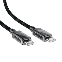 Acefast C12 USB-C / USB-C PD 60W 480Mb kabelis ar neilona pinumu - melns