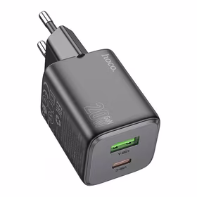 Lādētājs viedtālrunim Hoco USB A + USB C QC3.0 PD 3A 20W N41 melns