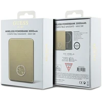 Guess Magnētiskā 4G Strassed Metāla Logotips indukcijas portatīvais lādētājs 5W 3000mAh - zelta