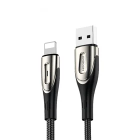 Joyroom Sharp sērijas S-M411 USB-A / Lightning 3A kabelis 1.2m ar uzlādes indikatoru - melns
