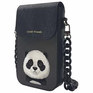 Nimmy Big Eyed Pet 2.0 Panda 3-in-1 Viedtālruņa apvalks + maks + sekošanas ierīces korpuss - melns