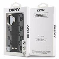 DKNY Rūtainais raksts magnētiskais iPhone 16 Plus viedtālruņa apvalks - melns