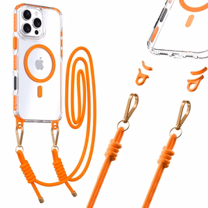 Tel Protect Strap Caurspīdīgs Viedtālruņa apvalks Iphone 16 Pro Max oranžs