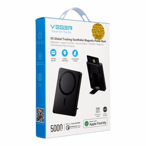Внешний аккумулятор Veger Wallet Tracker W0582 MFi PD 20W 5000 mAh чёрный