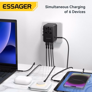 Lādētājs Essager Travel Global 2 Melns 65W (3xPD / 2xQC3.0) (EU / US / UK)