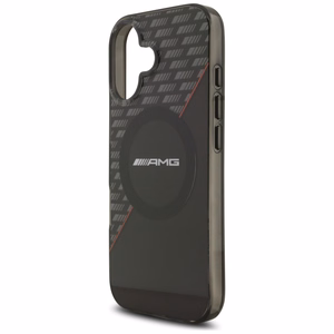 AMG Divslāņu caurspīdīgs rombu magnētiskais viedtālruņa apvalks iPhone 17 - melns un sarkans
