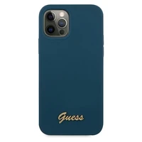 Guess GUHCP12LLSLMGBL iPhone 12 Pro Max 6.7" zils/zils cietais apvalks Metal Logo Script
