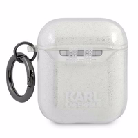 Karl Lagerfeld mirdzošs Karl's Head apvalks AirPods 1/2 austiņām - sudrabains