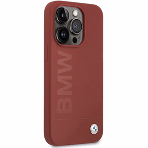 BMW silikona lielais logotips magnētiskais viedtālruņa apvalks iPhone 15 Pro - sarkans