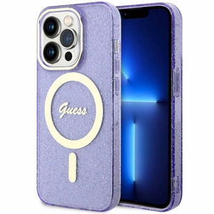 Guess GUHMP14LHCMCGU iPhone 14 Pro 6.1" violets/violets cietais apvalks Spīdumi Zelts MagSafe