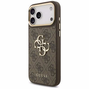 Guess 4G Big 4G Classic Logo Big Strap Metal Buttons чехол iPhone 17 Pro Max коричневый