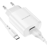 Borofone Sienas lādētājs BN1 Innovative - USB - 2,1A ar USB uz Type C balts