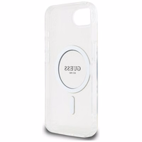 Guess IML Glitter Circle magnētiskais viedtālruņa apvalks iPhone 16e - caurspīdīgs