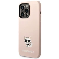 Karl Lagerfeld KLHCP14LSLCTPI iPhone 14 Pro 6.1 "cietais apvalks gaiši rozā/gaiši rozā Silikona Choupette Ķermenis