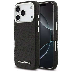 Karl Lagerfeld FW reljefs Karl MagSafe viedtālruņa apvalks iPhone 17 Pro – melns